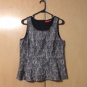 Black and White Lace Peplum Top